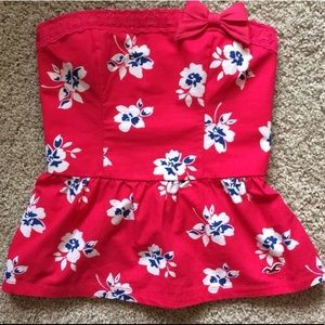 Hollister red floral strapless top